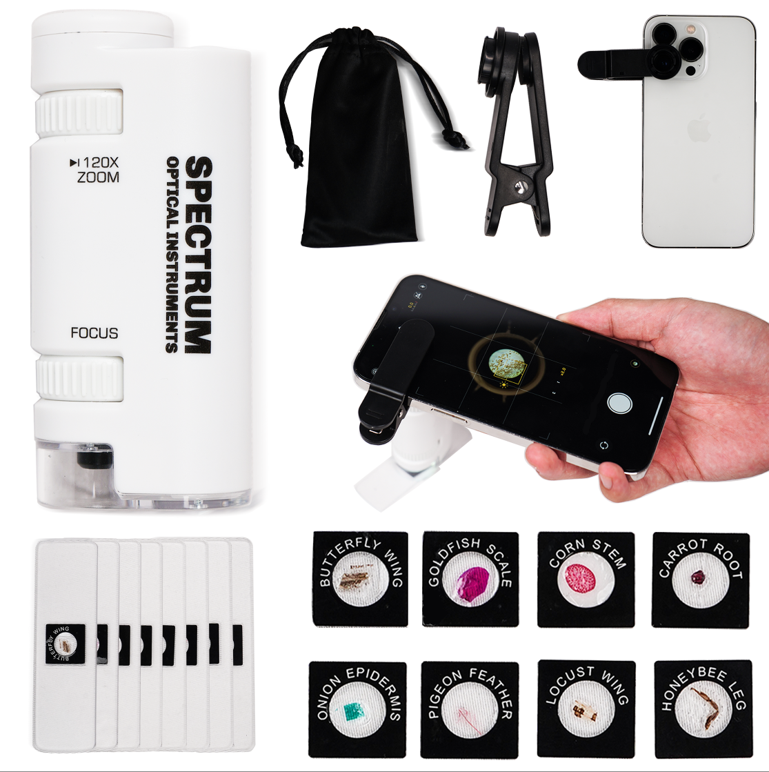 EasyMicro 60X-120X LED Lighted Zoom Microscope | Spectrum Optics